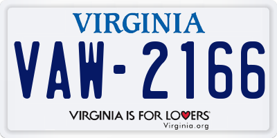 VA license plate VAW2166