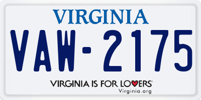VA license plate VAW2175