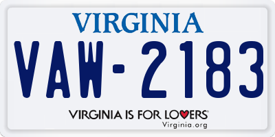 VA license plate VAW2183