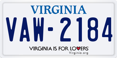 VA license plate VAW2184