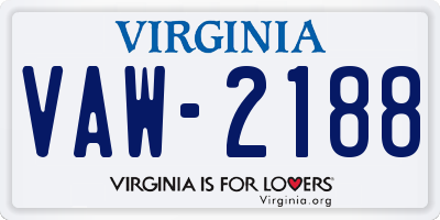 VA license plate VAW2188