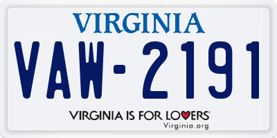 VA license plate VAW2191
