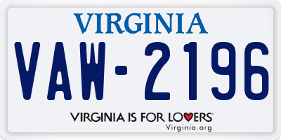 VA license plate VAW2196