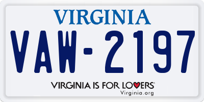 VA license plate VAW2197