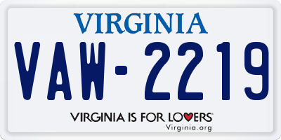 VA license plate VAW2219