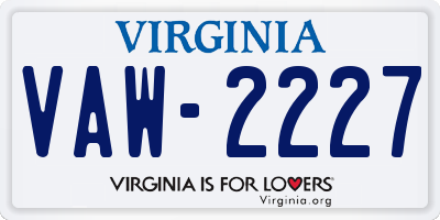 VA license plate VAW2227