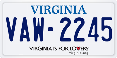 VA license plate VAW2245