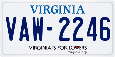 VA license plate VAW2246