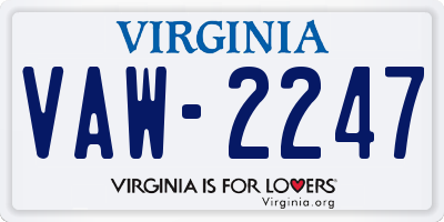 VA license plate VAW2247