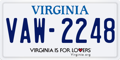 VA license plate VAW2248
