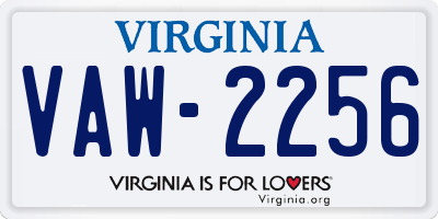 VA license plate VAW2256