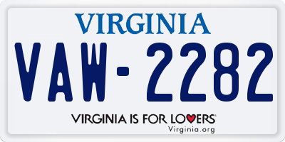 VA license plate VAW2282