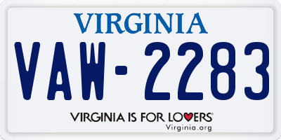 VA license plate VAW2283
