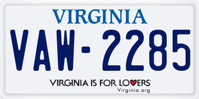 VA license plate VAW2285