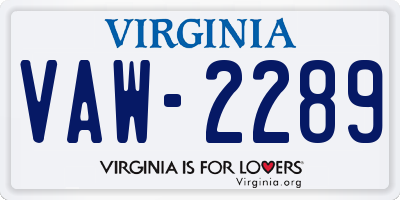 VA license plate VAW2289