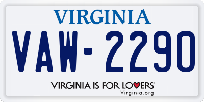 VA license plate VAW2290