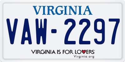 VA license plate VAW2297