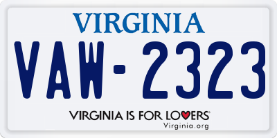 VA license plate VAW2323