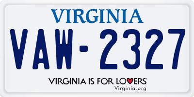 VA license plate VAW2327