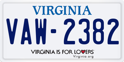 VA license plate VAW2382