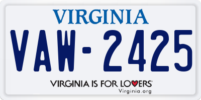 VA license plate VAW2425