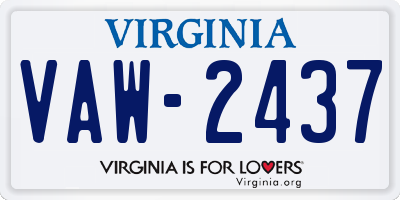 VA license plate VAW2437