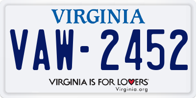 VA license plate VAW2452