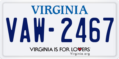 VA license plate VAW2467