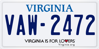 VA license plate VAW2472