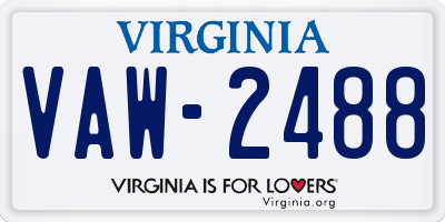VA license plate VAW2488