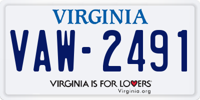 VA license plate VAW2491
