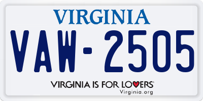 VA license plate VAW2505
