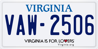 VA license plate VAW2506