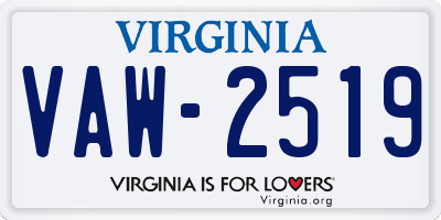 VA license plate VAW2519