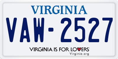 VA license plate VAW2527