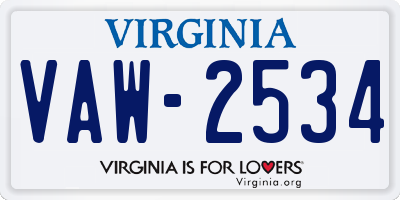 VA license plate VAW2534
