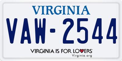 VA license plate VAW2544