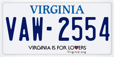 VA license plate VAW2554