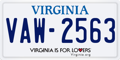 VA license plate VAW2563