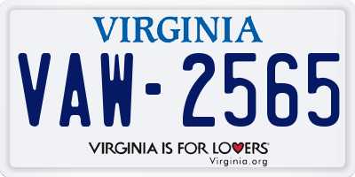 VA license plate VAW2565