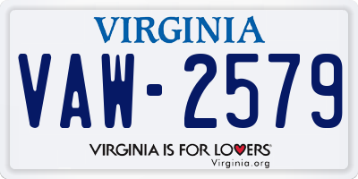 VA license plate VAW2579