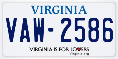 VA license plate VAW2586