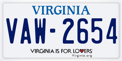 VA license plate VAW2654