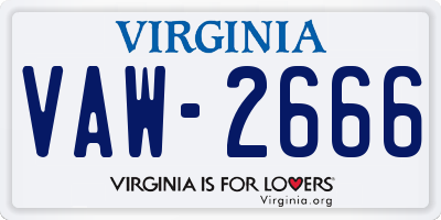 VA license plate VAW2666