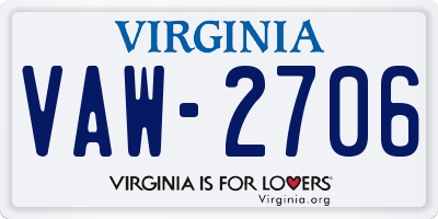 VA license plate VAW2706