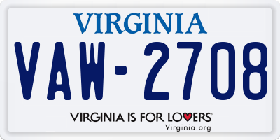 VA license plate VAW2708