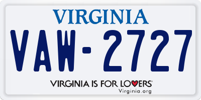 VA license plate VAW2727