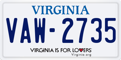 VA license plate VAW2735