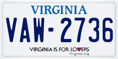 VA license plate VAW2736
