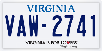 VA license plate VAW2741